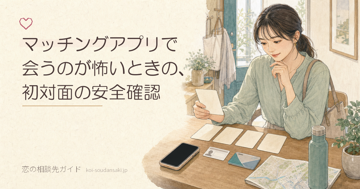 身分確認や地図や帰宅手段をカードで確認する女性の手描きイラスト