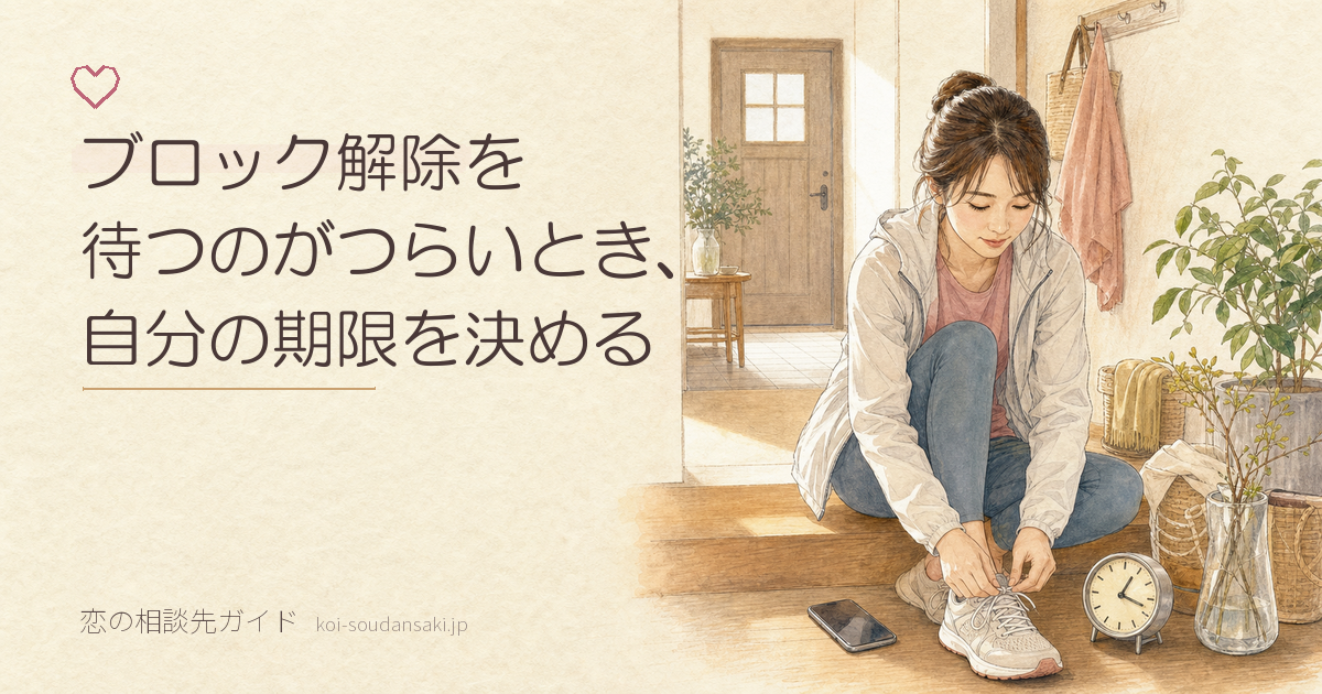 スマートフォンと時計を置き、外出の準備をする女性の手描きイラスト