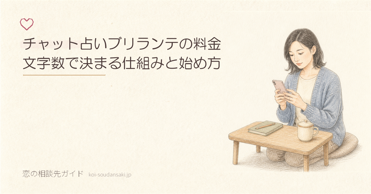 低いテーブルの前に座り、両手でスマートフォンを持って文字を打つ女性の手描きイラスト