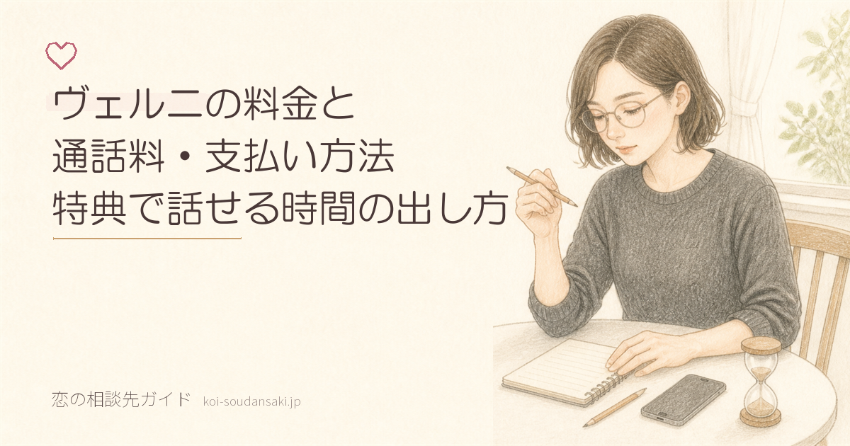 昼の窓辺でメモ帳に書き終えた内容を見ている女性の手描きイラスト。机には鉛筆と伏せたスマートフォン、砂時計が置かれている